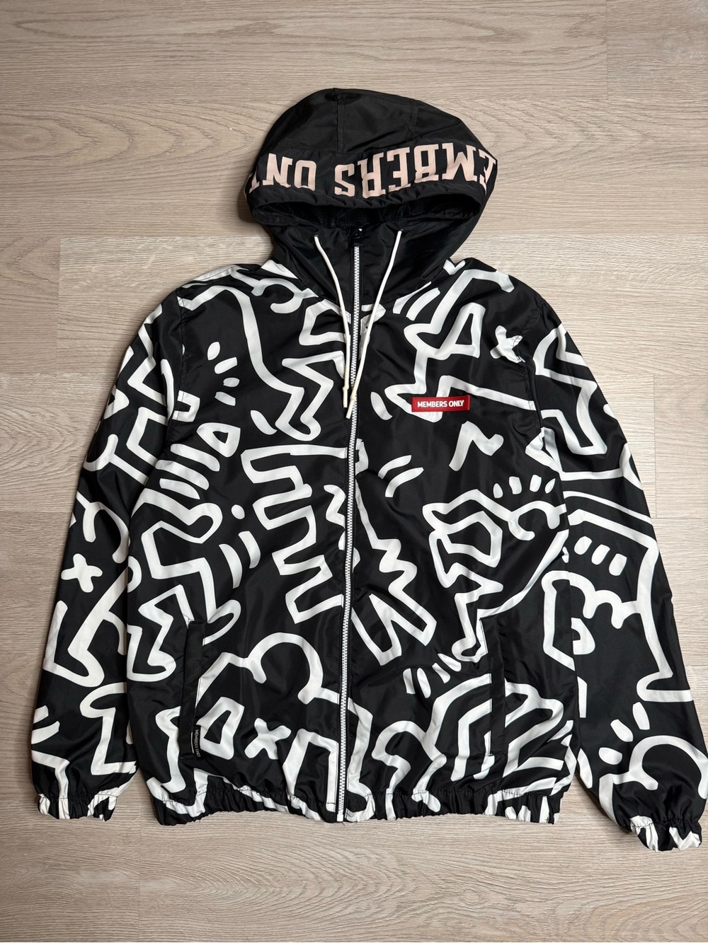 Members Only Keith Haring Windbreaker Jacket Mens Medium Graphic